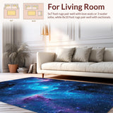 Ultra Soft Area Rug, Non Slip, Stain Resistant, Washable Area Rugs for Living Room, Bedroom, Trendy Moon Bedroom Area Rug for Modern Decor(Blue)