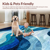 Ultra Soft Area Rug, Non Slip, Stain Resistant, Washable Area Rugs for Living Room, Bedroom, Oceanfoam Wave Rug: Modern Blue Water Design for Living Space(Blue)