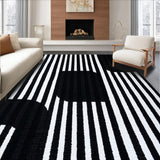 Ultra Soft Area Rug, Non Slip, Stain Resistant, Washable Area Rugs for Living Room, Bedroom, Handcrafted Boho Striped Floor Mat Washable Woven Entryway Decor(Black)