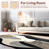 Ultra Soft Area Rug, Non Slip, Stain Resistant, Washable Area Rugs for Living Room, Bedroom, Modern Deco Beige & Ebony Abstract Natural Lines(Gray)