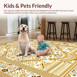 Ultra Soft Area Rug, Non Slip, Stain Resistant, Washable Area Rugs for Living Room, Bedroom, Artful Whimsical Knitted Touch(Gold)