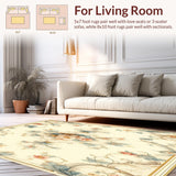 Ultra Soft Area Rug, Non Slip, Stain Resistant, Washable Area Rugs for Living Room, Bedroom, Traditional Blossom Area Featuring Ornate Medallion and Subtle Beige Palette(Ivory)