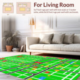 Ultra Soft Area Rug, Non Slip, Stain Resistant, Washable Area Rugs for Living Room, Bedroom, Vibrant Interactive City Map Visual(Green)