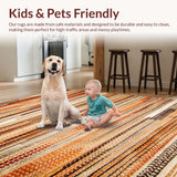 Ultra Soft Area Rug, Non Slip, Stain Resistant, Washable Area Rugs for Living Room, Bedroom, Cozy Earthy Geometric Pattern(Orange)