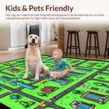 Ultra Soft Area Rug, Non Slip, Stain Resistant, Washable Area Rugs for Living Room, Bedroom, City-Themed Green Educational Playroom Carpet(Blue)