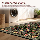 Ultra Soft Area Rug, Non Slip, Stain Resistant, Washable Area Rugs for Living Room, Bedroom, Elegant Earthy Floral Composition(Black)