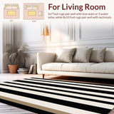 Ultra Soft Area Rug, Non Slip, Stain Resistant, Washable Area Rugs for Living Room, Bedroom, Contemporary Floor Mat Striped Area(Black)