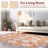 Ultra Soft Area Rug, Non Slip, Stain Resistant, Washable Area Rugs for Living Room, Bedroom, Boho Chic: Pastel-Toned Geometric Area Rug, Non-Slip(Pink)