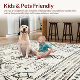 Ultra Soft Area Rug, Non Slip, Stain Resistant, Washable Area Rugs for Living Room, Bedroom, Elegant Earthy Tribal Geometry(Beige)