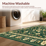 Ultra Soft Area Rug, Non Slip, Stain Resistant, Washable Area Rugs for Living Room, Bedroom, Ornate Floral(Green)