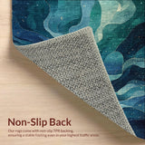 Ultra Soft Area Rug, Non Slip, Stain Resistant, Washable Area Rugs for Living Room, Bedroom, Fouiunler Ocean Trap Runner Rug Nautical Sea Life Artwork with Non-Slip Design(Blue)