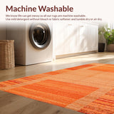 Ultra Soft Area Rug, Non Slip, Stain Resistant, Washable Area Rugs for Living Room, Bedroom, Stylish Transitional Earth Tones(Orange)