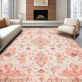 Ultra Soft Area Rug, Non Slip, Stain Resistant, Washable Area Rugs for Living Room, Bedroom, Gorgeous Timeless Print Design(Pink)