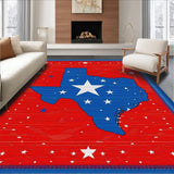 Ultra Soft Area Rug, Non Slip, Stain Resistant, Washable Area Rugs for Living Room, Bedroom, Rustic Multi-Colored State Outline(Red)