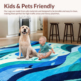 Ultra Soft Area Rug, Non Slip, Stain Resistant, Washable Area Rugs for Living Room, Bedroom, Whimsical Animal Character Pattern(Blue)