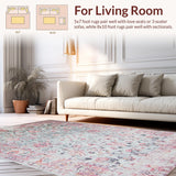 Ultra Soft Area Rug, Non Slip, Stain Resistant, Washable Area Rugs for Living Room, Bedroom, Rustic Vintage Botanical Accent(Gray)