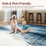 Ultra Soft Area Rug, Non Slip, Stain Resistant, Washable Area Rugs for Living Room, Bedroom, Tranquil Tides Rug Grey & Blue Non Shedding Carpet(Blue)