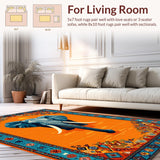 Ultra Soft Area Rug, Non Slip, Stain Resistant, Washable Area Rugs for Living Room, Bedroom, Dynamic Vibrant Floral Arrangement(Orange)