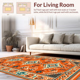 Ultra Soft Area Rug, Non Slip, Stain Resistant, Washable Area Rugs for Living Room, Bedroom, Quirky Half Circle Color Splash(Orange)
