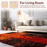 Ultra Soft Area Rug, Non Slip, Stain Resistant, Washable Area Rugs for Living Room, Bedroom, Sizzling Geometric Flow Design(Red)