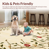 Ultra Soft Area Rug, Non Slip, Stain Resistant, Washable Area Rugs for Living Room, Bedroom, Artistic Amelia Floral Area with Sophisticated Botanical Accents(Beige)