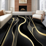 Luxurious Black Gold Geometric Waves(Black)