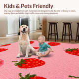 Ultra Soft Area Rug, Non Slip, Stain Resistant, Washable Area Rugs for Living Room, Bedroom, Playful Pastel Fruit Splash(Pink)