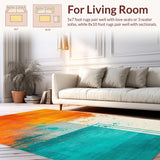 Ultra Soft Area Rug, Non Slip, Stain Resistant, Washable Area Rugs for Living Room, Bedroom, Chic Abstract Paint Splatter Style(Orange)