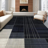 Ultra Soft Area Rug, Non Slip, Stain Resistant, Washable Area Rugs for Living Room, Bedroom, Chic Abstract Monochrome Design(Black)