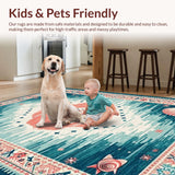 Ultra Soft Area Rug, Non Slip, Stain Resistant, Washable Area Rugs for Living Room, Bedroom, Teal Toned Beachy Charm(Blue)