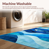 Ultra Soft Area Rug, Non Slip, Stain Resistant, Washable Area Rugs for Living Room, Bedroom, Joyful Underwater Life Motif(Blue)