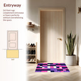 Ultra Soft Area Rug, Non Slip, Stain Resistant, Washable Area Rugs for Living Room, Bedroom, Modern Abstract Circular Patterns(Purple)