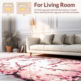 Ultra Soft Area Rug, Non Slip, Stain Resistant, Washable Area Rugs for Living Room, Bedroom, Lush Elegant Floral Symphony(Pink)