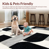 Ultra Soft Area Rug, Non Slip, Stain Resistant, Washable Area Rugs for Living Room, Bedroom, Contemporary Handmade Wool Bedroom Rug for Minimalist Aesthetic(Black)