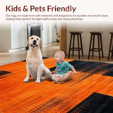 Ultra Soft Area Rug, Non Slip, Stain Resistant, Washable Area Rugs for Living Room, Bedroom, Rich Burnt Orange Textured Motif(Orange)