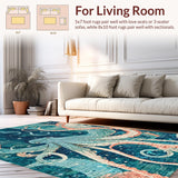 Ultra Soft Area Rug, Non Slip, Stain Resistant, Washable Area Rugs for Living Room, Bedroom, Whimsical Octopus Tentacle Area Rug:  Ocean-Inspired Home Decor(Blue)