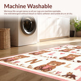 Ultra Soft Area Rug, Non Slip, Stain Resistant, Washable Area Rugs for Living Room, Bedroom, Sunny Whimsical Learning Environment(Pink)
