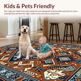 Ultra Soft Area Rug, Non Slip, Stain Resistant, Washable Area Rugs for Living Room, Bedroom, Contemporary Abstract Geometric Style(Brown)