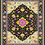 Ultra Soft Area Rug, Non Slip, Stain Resistant, Washable Area Rugs for Living Room, Bedroom, Sophisticated Multicolored Artful Motif(Black)