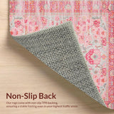 Ultra Soft Area Rug, Non Slip, Stain Resistant, Washable Area Rugs for Living Room, Bedroom, Vibrant Nature-Inspired Boho Charm(Pink)