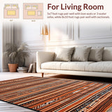 Ultra Soft Area Rug, Non Slip, Stain Resistant, Washable Area Rugs for Living Room, Bedroom, Chic Ogee Design in Earthy Shades(Brown)