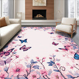Ultra Soft Area Rug, Non Slip, Stain Resistant, Washable Area Rugs for Living Room, Bedroom, Charming Floral Scalloped Design(Pink)