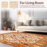 Ultra Soft Area Rug, Non Slip, Stain Resistant, Washable Area Rugs for Living Room, Bedroom, Amber Cascade Decorative Area with Flowing Geometric Motifs(Brown)