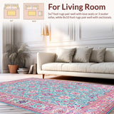 Ultra Soft Area Rug, Non Slip, Stain Resistant, Washable Area Rugs for Living Room, Bedroom, Contemporary Ethnic Abstract Style(Blue)