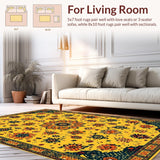 Ultra Soft Area Rug, Non Slip, Stain Resistant, Washable Area Rugs for Living Room, Bedroom, Trendy Medallion Motif Vibes(Yellow)