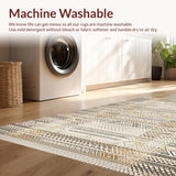 Ultra Soft Area Rug, Non Slip, Stain Resistant, Washable Area Rugs for Living Room, Bedroom, Trendy Boho Inspired Diamond Layout(Beige)