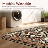 Ultra Soft Area Rug, Non Slip, Stain Resistant, Washable Area Rugs for Living Room, Bedroom, Cozy Earthy Toned Ethnic Artwork(Brown)