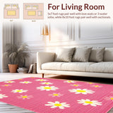 Ultra Soft Area Rug, Non Slip, Stain Resistant, Washable Area Rugs for Living Room, Bedroom, Bright Pink Garden Freshness(Pink)