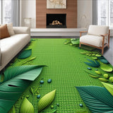 Ultra Soft Area Rug, Non Slip, Stain Resistant, Washable Area Rugs for Living Room, Bedroom, 3D Leaf Shaggy Bath Mat with Non-Slip Absorbent Design(Green)