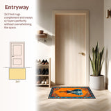 Ultra Soft Area Rug, Non Slip, Stain Resistant, Washable Area Rugs for Living Room, Bedroom, Dynamic Vibrant Floral Arrangement(Orange)